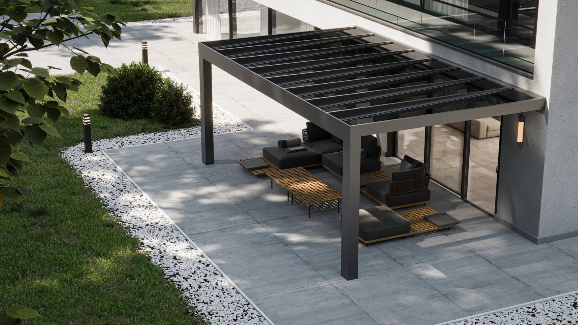 Küp veranda taşıyıcı ve cam birleşim detayı